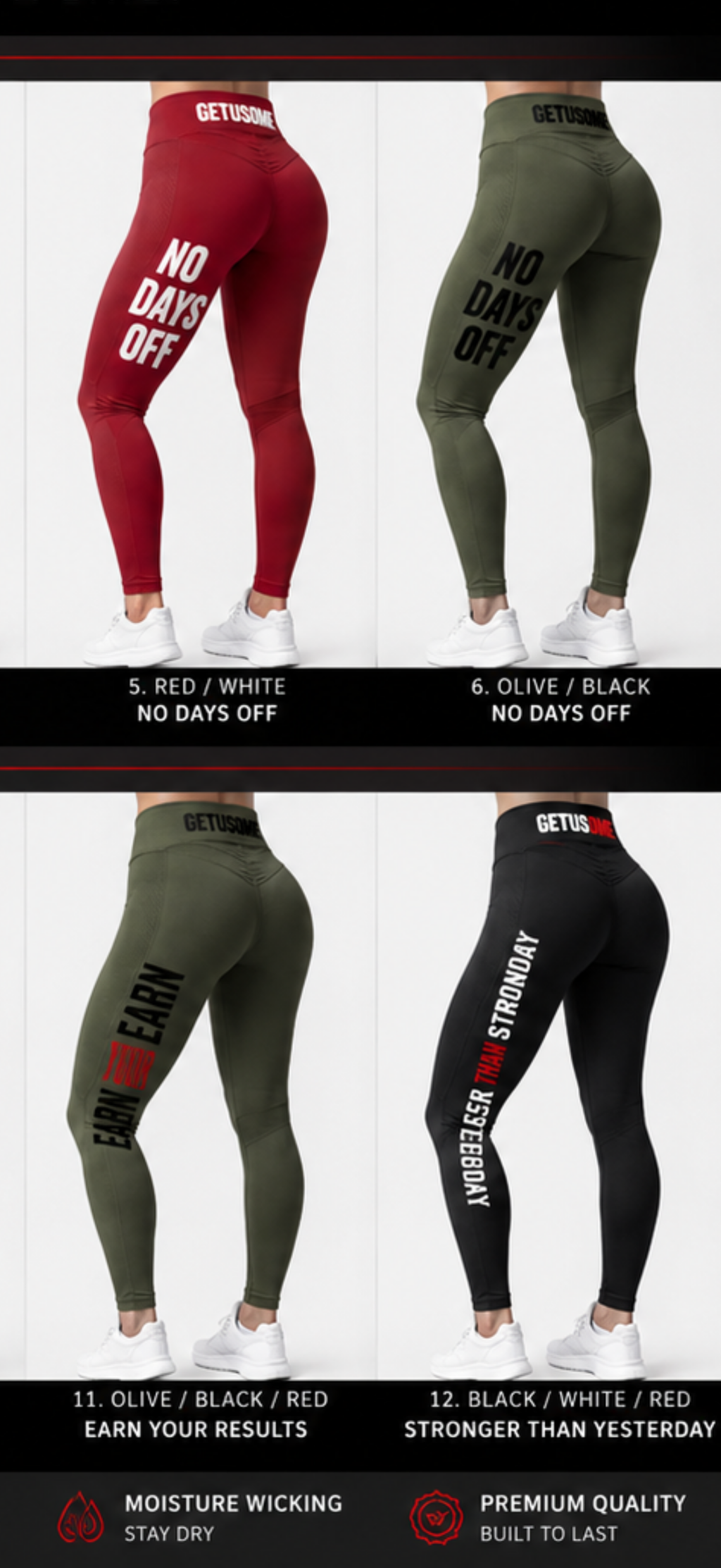 GETUSOME signature sweatshirts, leggings and snapback hats